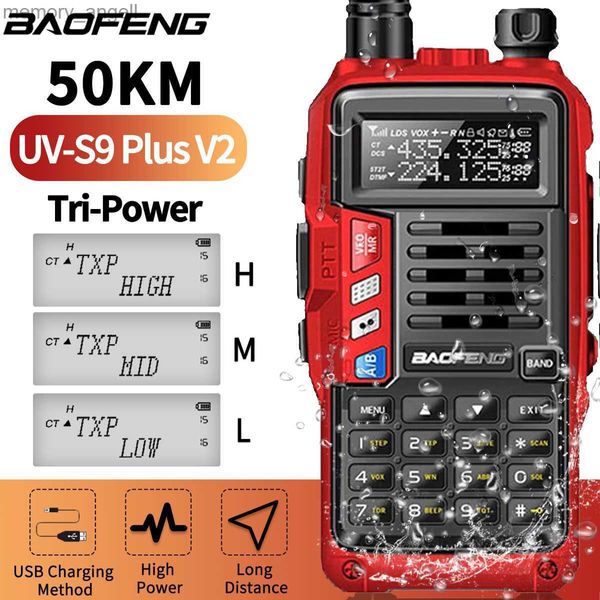 Walkie Talkie BaoFeng UV-S9 Plus V2 Ture 10W poderoso Walkie Talkie CB rádio transceptor 50km de longo alcance portátil para atualização de caça UV-5R HKD230922