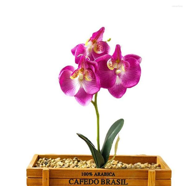 Flores decorativas Mini Flor Artificial Phalaenopsis Real Touch Orchid Wedding Diy Arreglo Suministros Orchidee de alta calidad