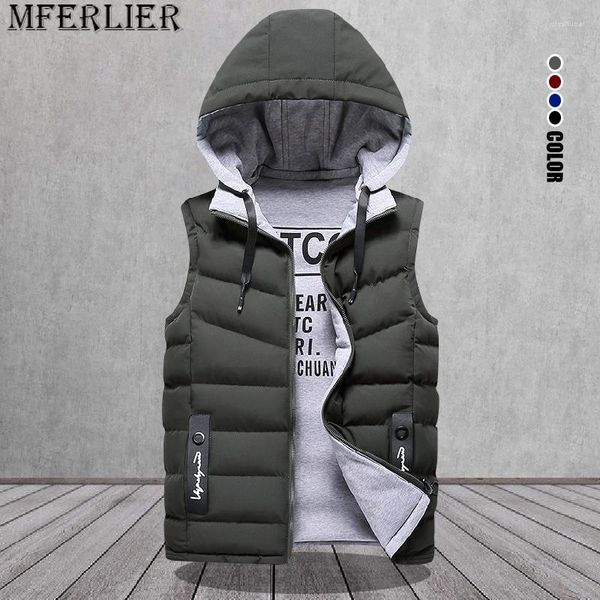 Gilet da uomo Gilet di marca Gilet invernale senza maniche Giubbotti da uomo con cappuccio caldo 2023 Capispalla casual Cappello esterno staccabile