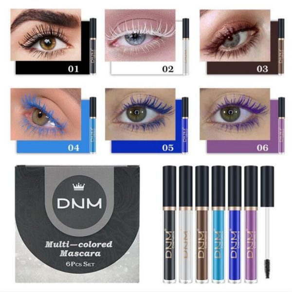 DNM Mascara colorati 6 pezzi Set Mascara Impermeabile Ciglia colorate Affascinante Lunga durata Cruelty Free Vegan Volume per Ciglia colorate Trucco occhi Blu Viola411