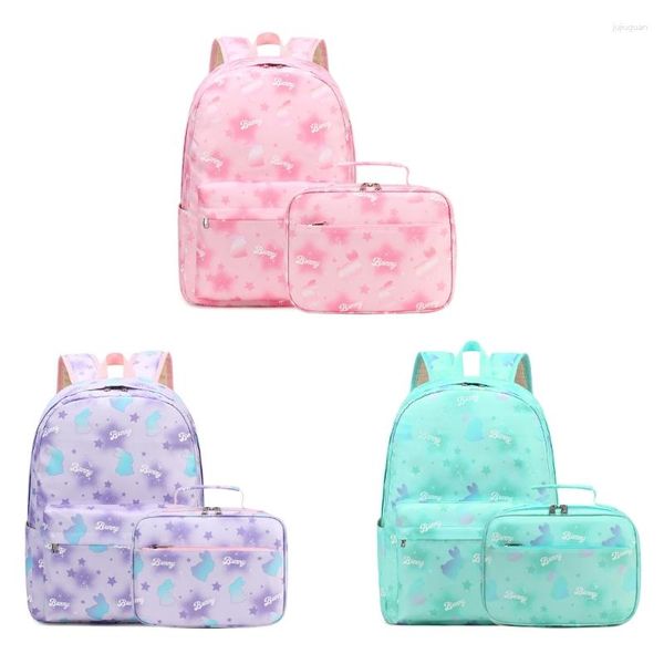 Mochilas escolares 2pcs mochila para meninas saco de livro elementar princesa menina mochilas