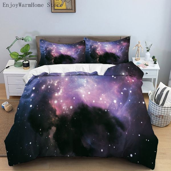 Conjuntos de cama 3D Galaxy Sky Set 2/3 PCS Colorido Duveta Capa Inverno Calor Decoração Moderna Moda para Adolescentes Meninos Meninas Adultos Presentes 230921