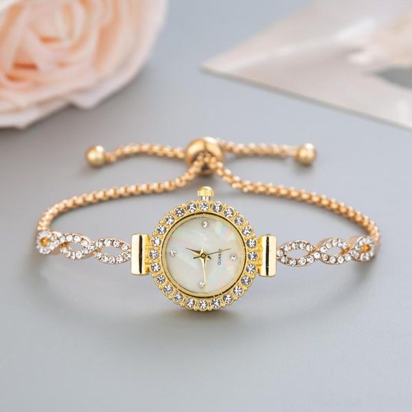 Orologi da polso Moda quadrante piccolo Orologi da donna in oro rosa Cinturino in lega di lusso Orologio da polso da donna Relogio Feminino al quarzo per ragazza