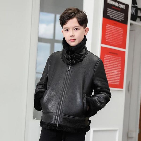 Giacche Abbigliamento invernale per bambini Cappotti in pelle di montone spagnolo Pelliccia di agnello dal design caldo Giacca autentica Y3667