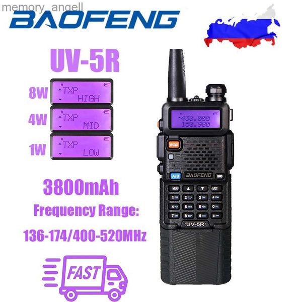 Walkie Talkie 2023 Venda quente Baofeng UV-5R 8W High Powr Tri Opcional Power Walkie Talkie Dual Band Amador Portátil Rádio em dois sentidos HKD230922