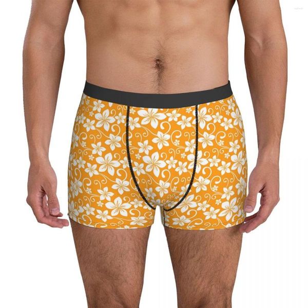 Mutande Intimo floreale tropicale Stampa fiori gialli Pantaloncini da uomo Slip Boxer classici Personalizzati Fai da te Taglie forti