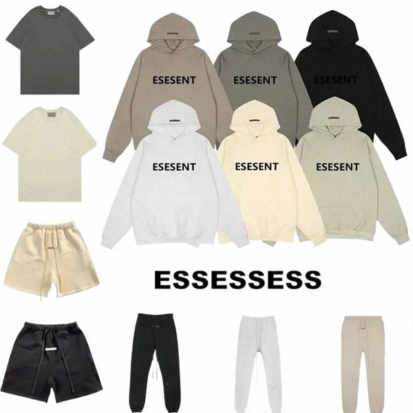 Tasarımcı Essentail kapüşonlu gömlek şortları kadınlar için essentiveie mens hoodie silika jel takım elbise kazak sweatshirtler eşofman severler üst kısımlar kumaş h0xo#