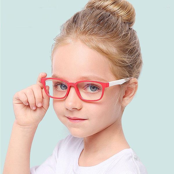 Sonnenbrille, quadratisch, Anti-Blaulicht-Brille, für Kinder, flexibler optischer Rahmen, verschreibungspflichtige Brillen, reflektierend, TR90, für Jungen und Mädchen, UV400