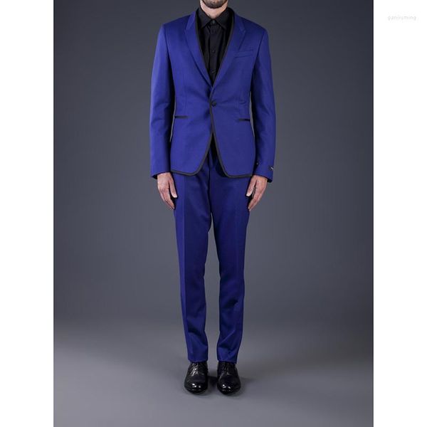 Ternos masculinos feitos sob medida, um botão, azul escuro, smoking, padrinhos, terno de casamento, noivo (jaqueta, calças, gravata)