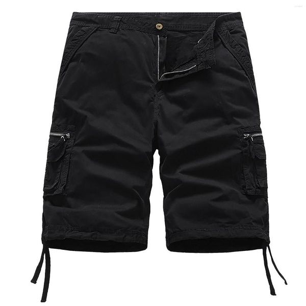 Calças masculinas Mens cor sólida personalidade design simples algodão moda costura shorts geral lavado solto fino