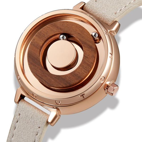 Relógios de pulso Eutour Original Magnético Rosegold Tendência Mulheres Relógio Feminino Estudante Quartz Minimalista Planta Moda Cinto De Couro