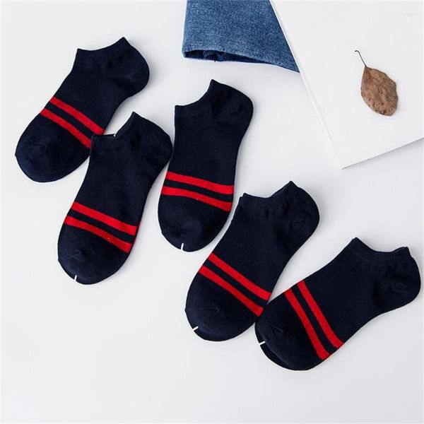 Meias masculinas 5 pares listra barco esportes homens lote invisível sem mostrar tornozelo verão outono streetwear sox masculino ue 38-43