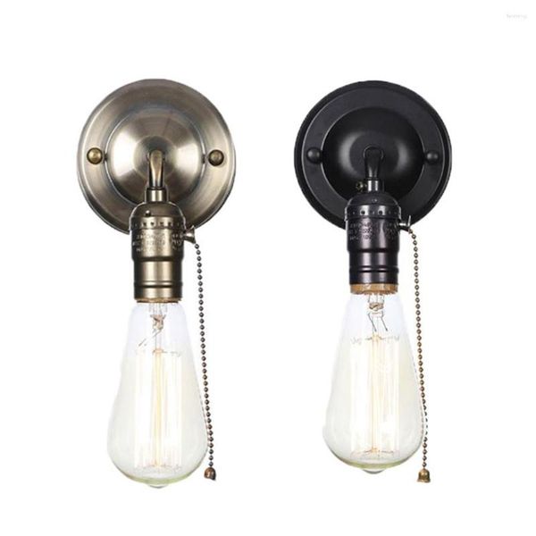 Настенный светильник, американские винтажные лампы, прикроватные тумбочки с одной головкой, промышленные минималистичные домашние светильники, черный хром, бра с выключателем