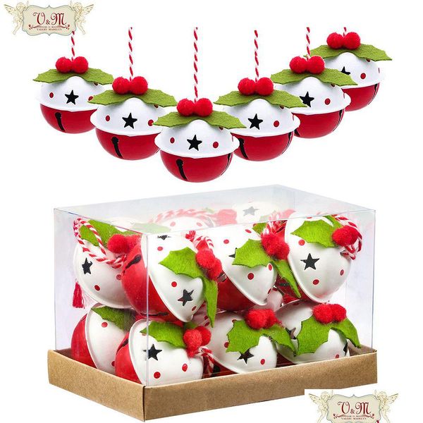 decorações de natal valery madelyn 12 peças enfeites de sino de metal árvore verde vermelha pingentes de natal decoração de ano noel 221124 gota entrega dhpzy