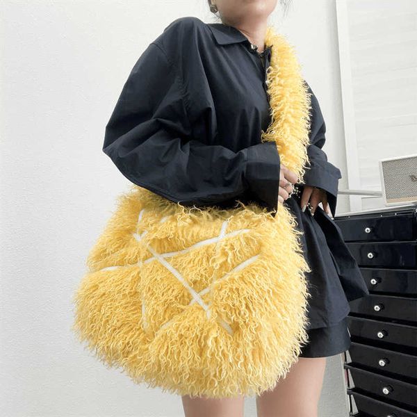 Sweet Cool Wind Imitation Beach Wool Tote Bag Y2k Fur Plush Millennium Spicy Girls Punk Large Capacity Crossbody 230922