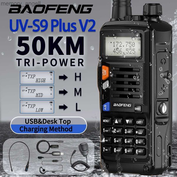 Walkie Talkie BaoFeng UV-S9 Plus V2 Ture 10W de longo alcance à prova d'água Walkie Talkie recarregável de banda dupla Atualização de transceptor de alta potência de UV-5R HKD230922