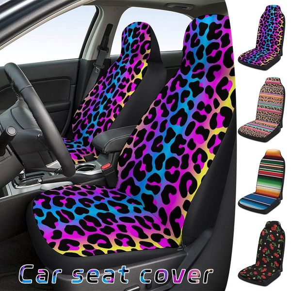 Capas de assento de carro universal listras coloridas moda impresso leopardo impressão protetor capa auto interior estilo almofada