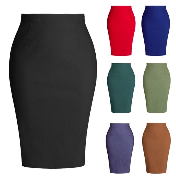 Платье из двух частей SISHION Stretch Bodycon Офисная женская однотонная черная юбка SS0028 Элегантная вечерняя одежда-карандаш с разрезом на спине OL Рабочая юбка s 2023 230922