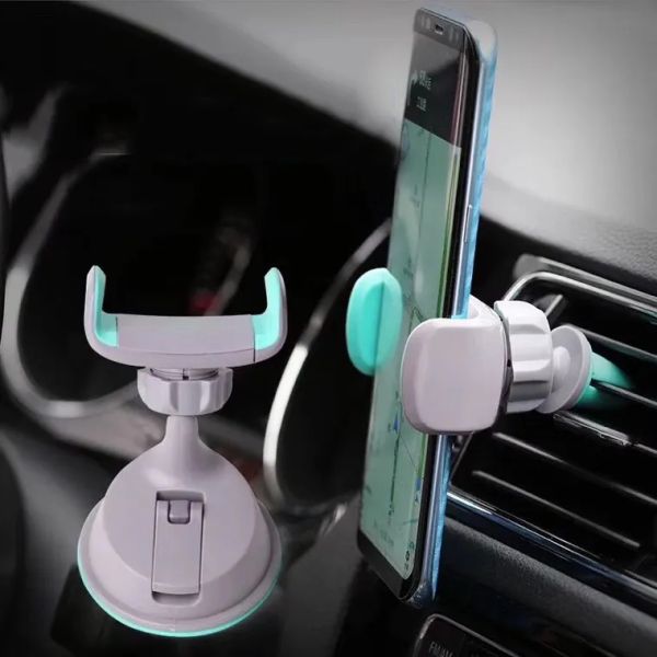 Supporto universale per presa d'aria per auto per smartphone 2 IN 1, supporto per telefono per auto appiccicoso e resistente sul cruscotto per diversi modelli di telefono