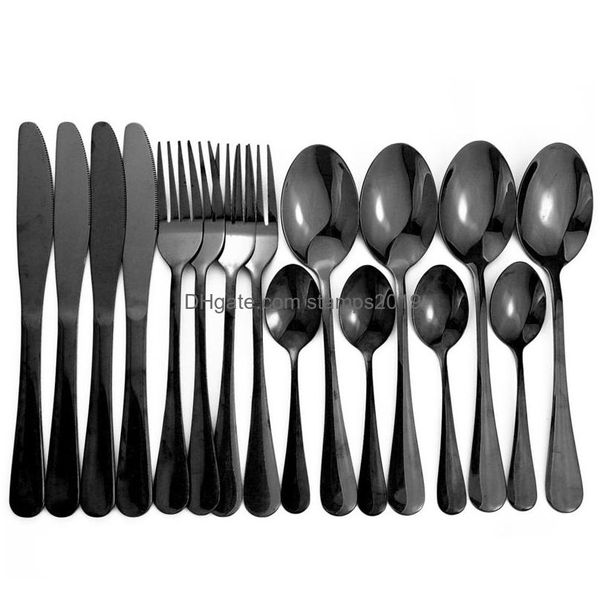 Set di stoviglie 16 pezzi Posate lucide Stoviglie da sposa Set da viaggio Sierware Rame Rosy Forchette Coltelli Cucchiai a goccia 220314 Consegna a goccia H Dh8Xe