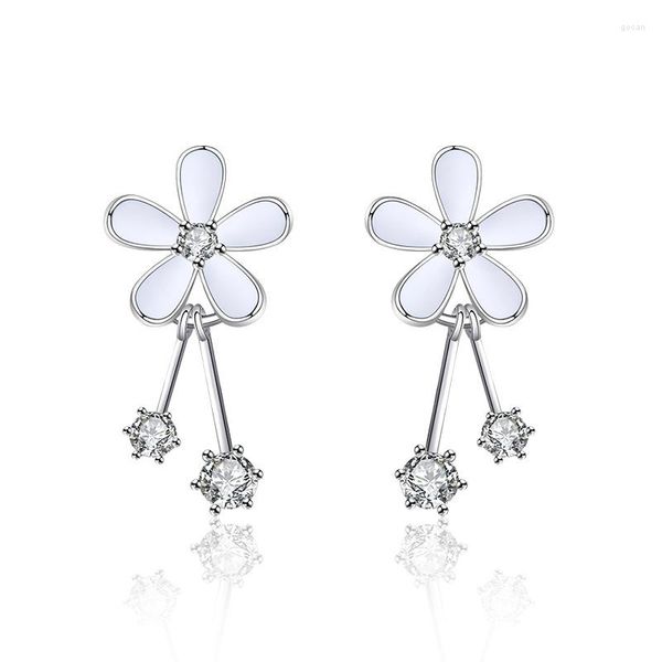 Ohrstecker 2023 Sommer Frauen Weiße Gänseblümchen Zarte Einfache Zirkon Blume Ohrring Schmuck Für Mädchen