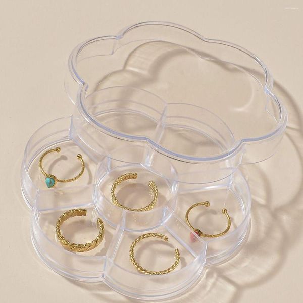 Bolsas de jóias 10/2mm 7 grades forma de flor de ameixa transparente caixa de armazenamento frisada agulha thread caixas de plástico caixas