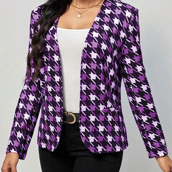 Abiti da donna Blazer temperamento formale Office Lady Semplicità Stampa di moda Slim Casual Cardigan a maniche lunghe Autunno Abbigliamento sottile