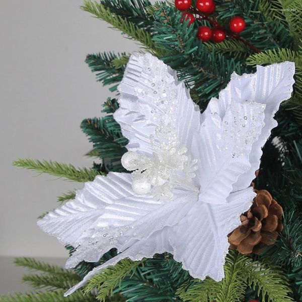 Dekorative Blumen, festliche Zuckerrohr-Dekoration, künstliche Blumenornamente für den Weihnachtsbaum, langlebig, glänzend, gefälschte Weihnachten