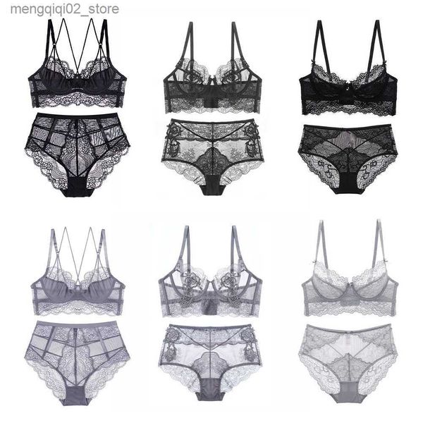 BHs Sets Damen High Rise Höschen BH Set Sexy Spitze bestickte Unterwäsche Frauen Elastizität durchschauen Dessous Set 2 teile/paket CYHWR Q230922