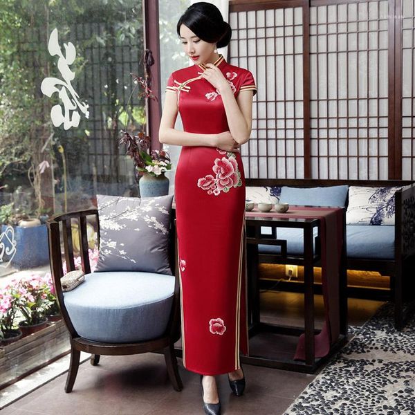 Roupas étnicas Old Shanghai Mxai Cheongsam Vintage Chinês Long Party Evening Dress Oriental Womens Elegante Qipao Vestido 5XL