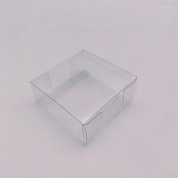 Geschenkpapier, 50 Stück/Lot, 4 cm – 7 allgemeine quadratische, durchsichtige PVC-Boxen, transparente Süßigkeiten-Hochzeitsbevorzugungs-Verpackungsbox