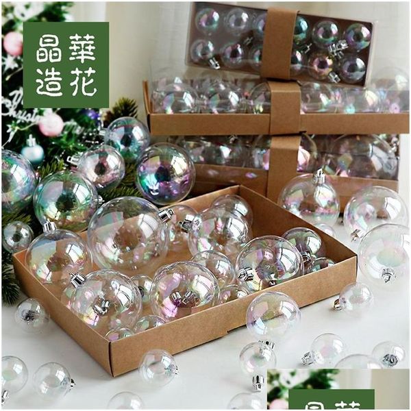 Decorações de natal decoração do feriado bola transparente colorf bolha conjunto ornamento entrega gota casa jardim festivo fontes de festa dhouk