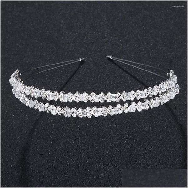 Bandane Strass Fascia Doppio Strato Sier Capelli Anello da sposa Chiusura a fascia Accessori per le donne Drop Delivery Moda Cappelli Sciarpe Gl Dh4Ar