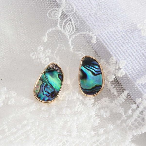 Ohrstecker 2023 Trendy Abalone Shell Leopard Oval Button Ohrstecker Niedlicher leichter weiblicher Ohrschmuck