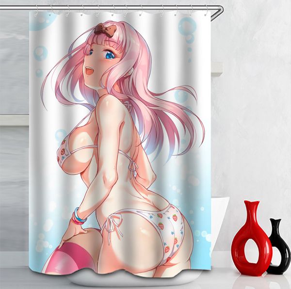 Tende da doccia Anime Seni grandi Ragazza con culo grosso Stampa nuda Tenda da doccia Forniture per il bagno Decorazione per bagno impermeabile di alta qualità con gancio 230922