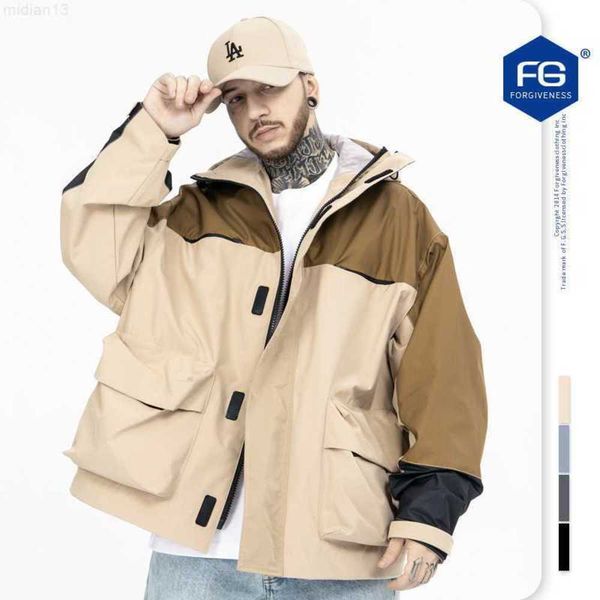 Jaquetas Masculinas Fg Wear | 2023 outono/inverno nova marca de moda high street vibe estilo colorido náilon carga casaco com capuz jaqueta coatiijh