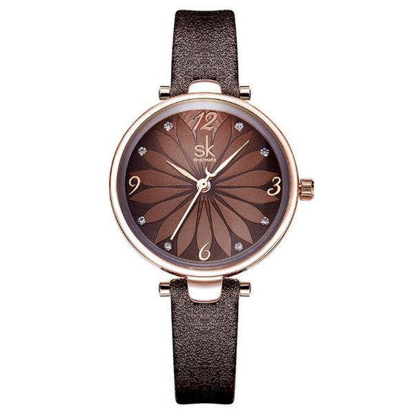 Бренд Shengke, повседневные простые кварцевые часы для студентов, водонепроницаемые женские часы с бриллиантами и маркером 80472885