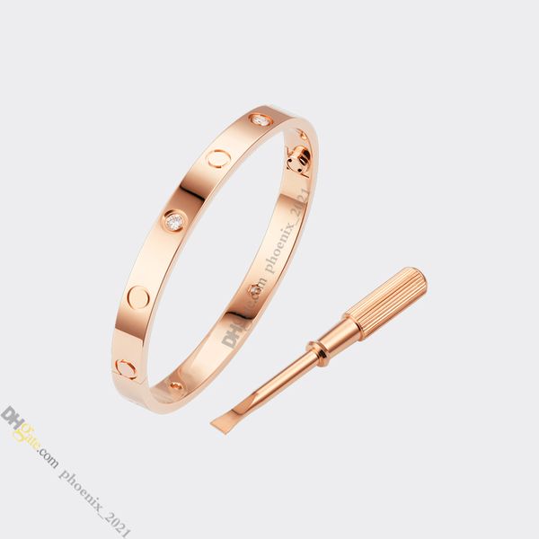 Designer di gioielli per donna Bracciale a vite Love Classico braccialetto con 4 diamanti Acciaio al titanio placcato in oro Non sbiadisce mai Anallergico Silve2498