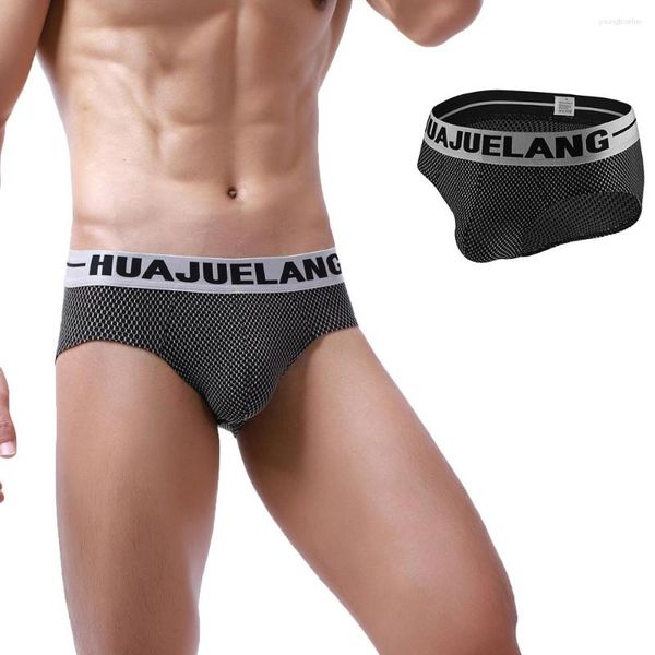 Cuecas triangulares homem natação troncos briefs para meninos roupa interior que acentua protuberância costura elástica jovens homens