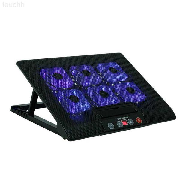 Base di raffreddamento per laptop ICE COOREL Dispositivo di raffreddamento per laptop Sei ventole di raffreddamento e 2 porte USB Cool Pad Supporto per notebook con display LCD luminoso per 13-16 pollici L230923