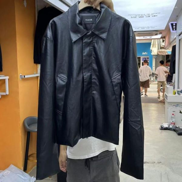 Мужские куртки в стиле хип-хоп, уличная куртка Vujade, высококачественные короткие кожаные пальто на молнии для мужчин, пустой черный VD