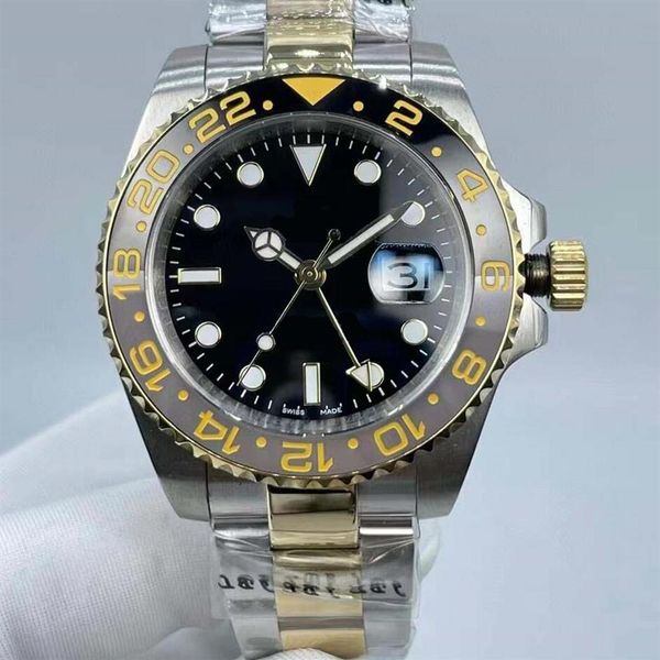 Relógios de pulso masculinos clássicos, mais recentes, 3 estilos, 18 k, ouro, 40mm, mostrador preto, data automática, safira, luminoso, aço refinado, 116713, ca265w