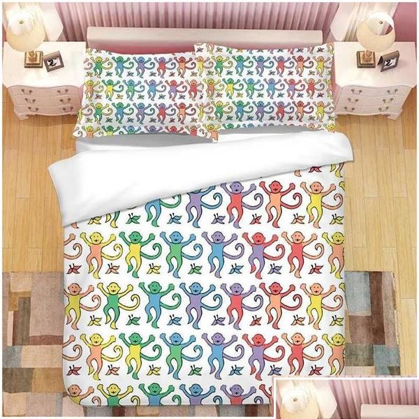 Set di biancheria da letto Pink Roller Rabbit Set stampato in 3D Piumini Ers Casi Trapunte Biancheria da letto Biancheria da letto T230217 Consegna a domicilio Giardino di casa Testo Dhidd