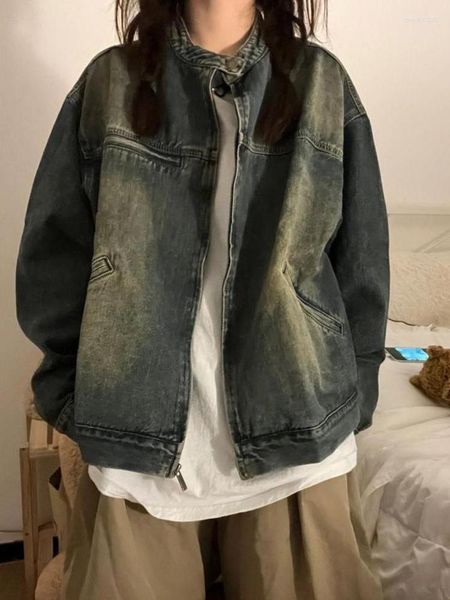 Vestes Femmes Denim Veste Femmes Vintage Harajuku Zipper Jeans Femme Mode Rétro Lâche Cardigan Manteaux Casual Streetwear Vêtements D'extérieur