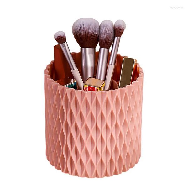 Garrafas de armazenamento 360 suporte de mesa rotativa organizador de escova de maquiagem multiuso cosméticos escovas solução para lápis de delineador e alto