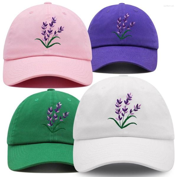 Бейсболка лавандового цвета, фиолетовая, синяя шляпа для мамы с цветочным принтом, хлопковая вышитая женская летняя кепка с растениями, подарок дальнобойщику для нее
