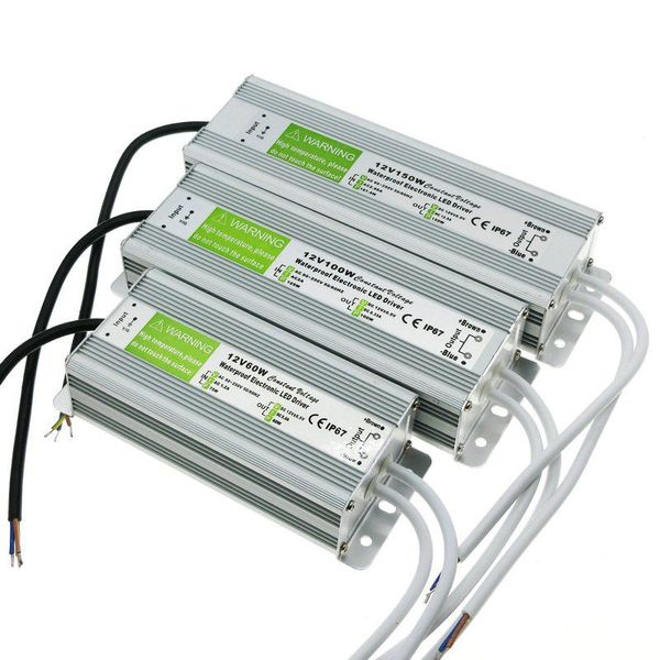 Driver de led à prova d'água ip67, 12v, 30w, 45w, 60w, 100w, 120w, 250w, transformador para uso externo, 110v-240v a 12v, fonte de alimentação para luz subaquática ll