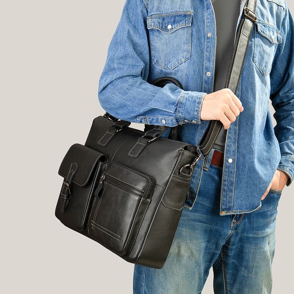 Портфель -портфель Men Morktame Bag 15 ”ноутбук для женщин кожаный поперечный кузов мессенджерный порт сумки для документа A4 5032 230922