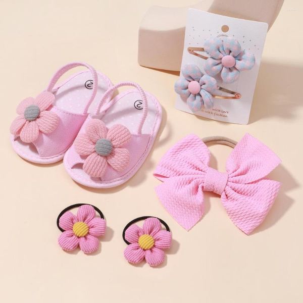 Accessori per capelli Born Baby Flower Shoes Set Sandali Forcina per bambini Fascia per capelli Neonato Primo camminatore Ragazze Morbide