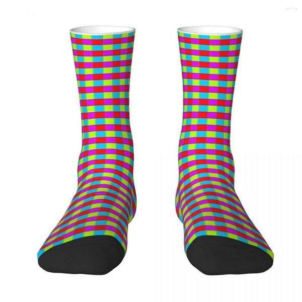 Herrensocken Trippy Pixel Lattice Unisex Frühling Sommer Herbst Winter Warm Happy Street Style Crazy Sock